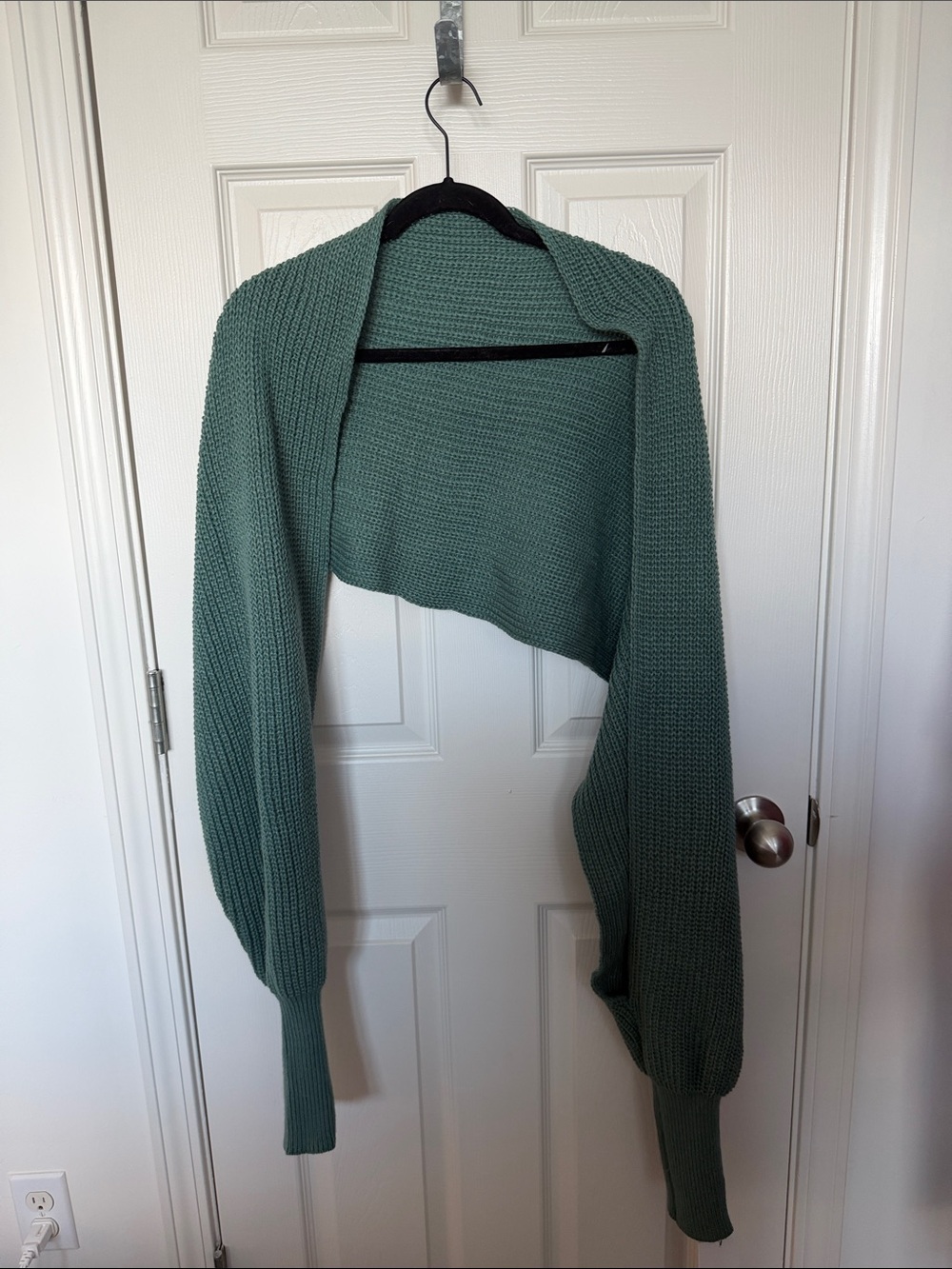 Freya Cropped Knit Shrug in Sage Green